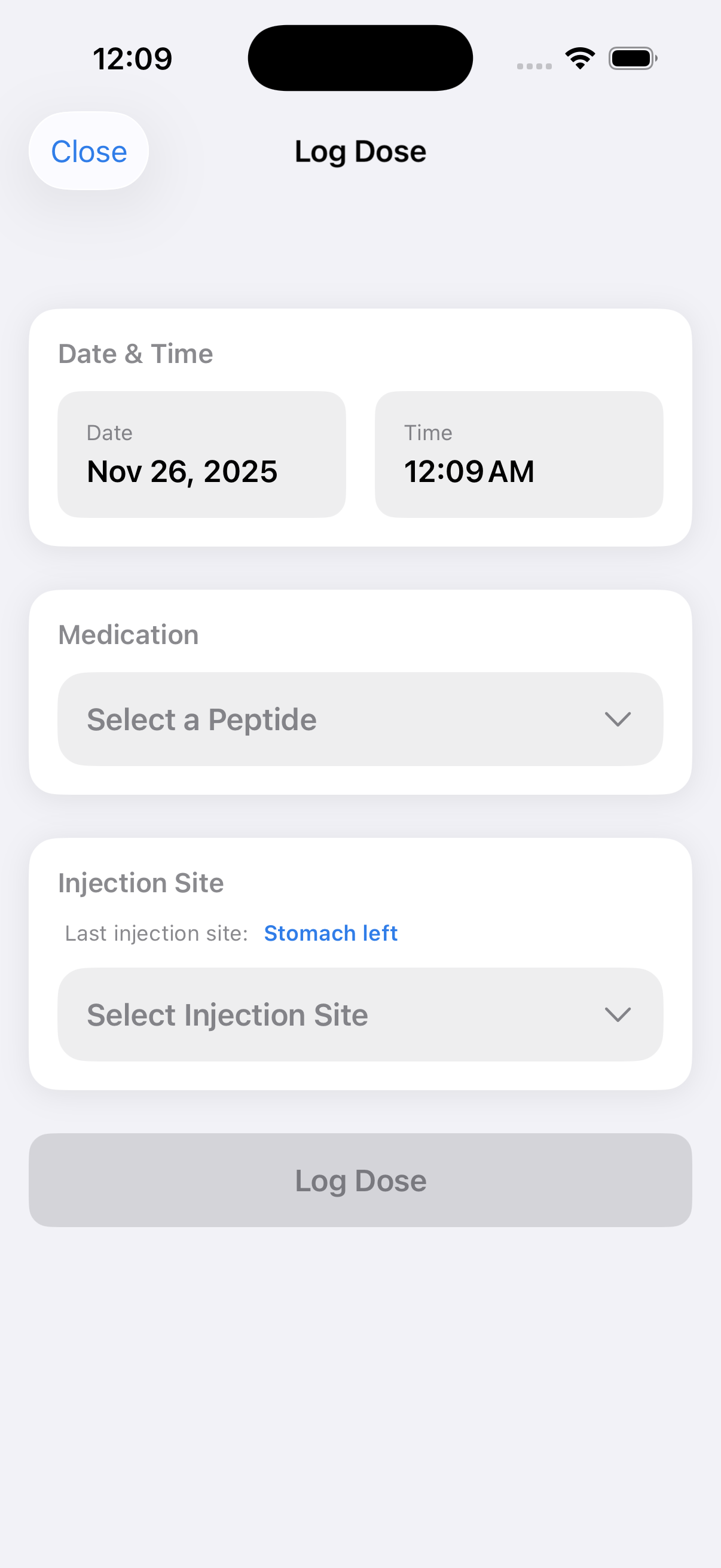 Dose Logging Interface