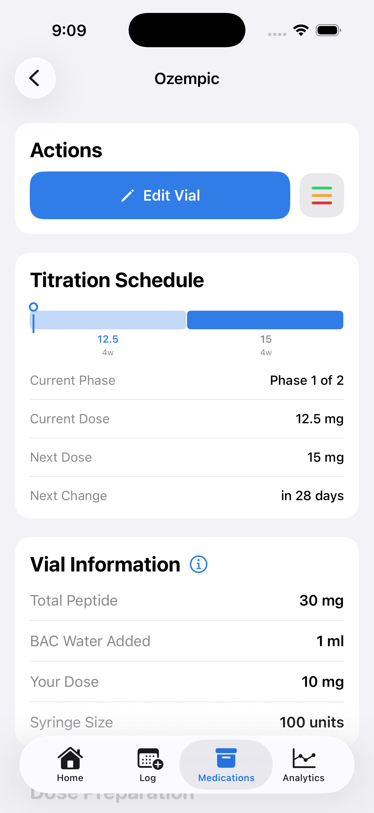 ShotTrackr schedule screen